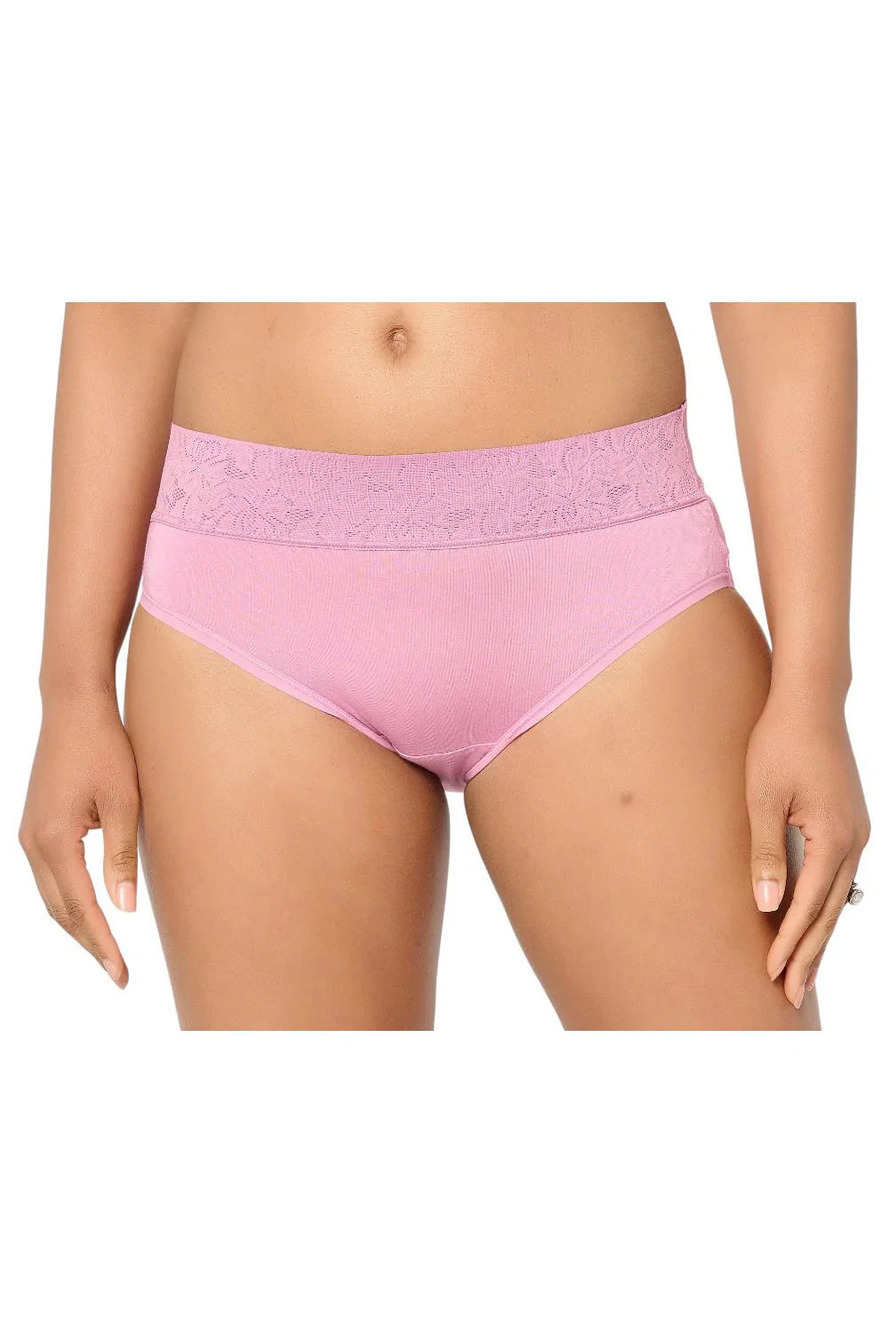 Breezies Women's Dahlia Lace Modal Hi-Cut Panty Basic Pink - Regular